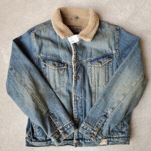 NWT Campus Crew L Deadstock Y2K Western Yellowstone Sherpa Lined Trucker Jacket